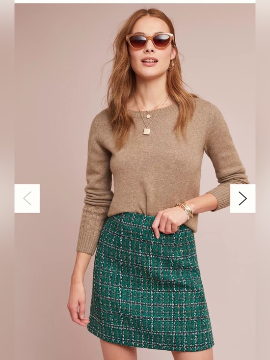 Hutch Dresses & Skirts - Anthropologie Hutch Green Textured Plaid Metallic Tweed Mini Skirt Size Small